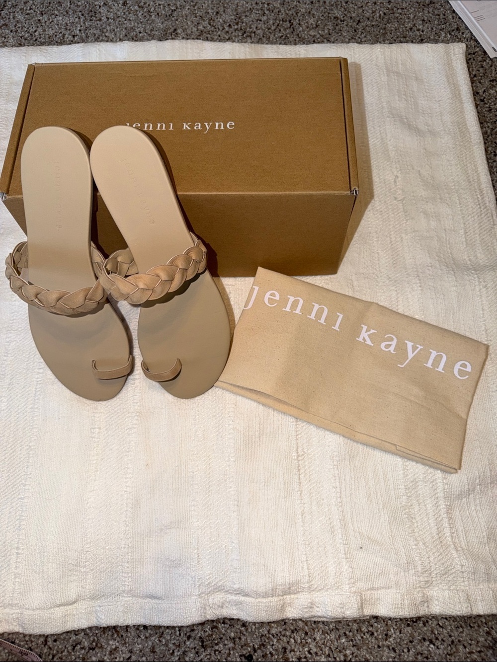 Jenni Kayne Leather Braided Strap Sandal, Natural, Size 37, New in Box - Picture 10 of 10